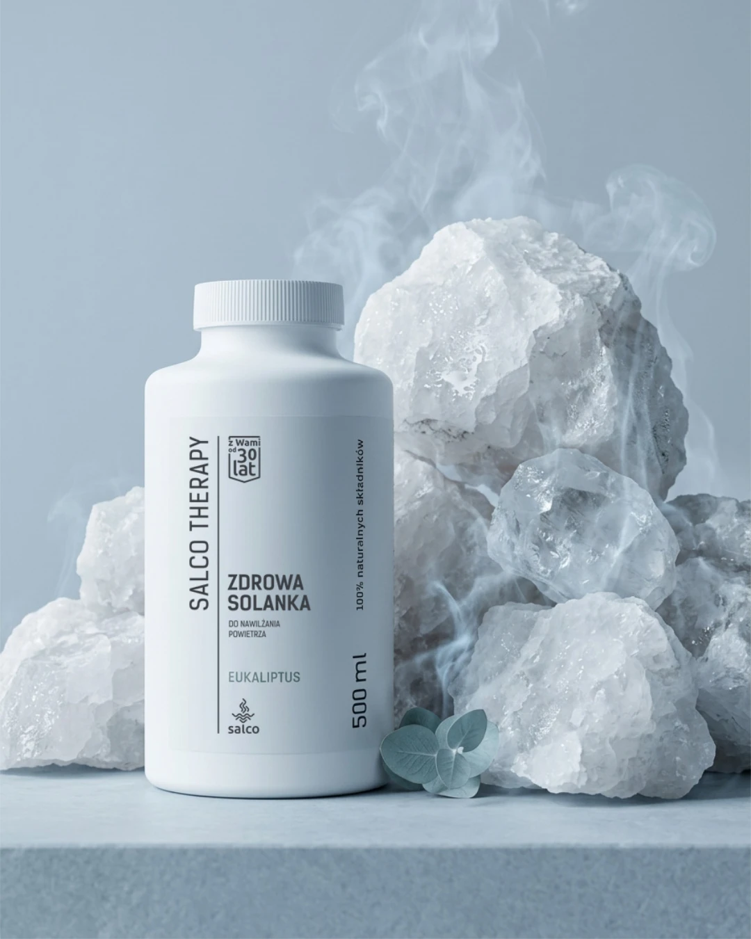 Wizualizacja opakowania Salco Therapy: Zdrowa Solanka 500 ml Eukaliptus, zaprojektowanego przez Voit Studio