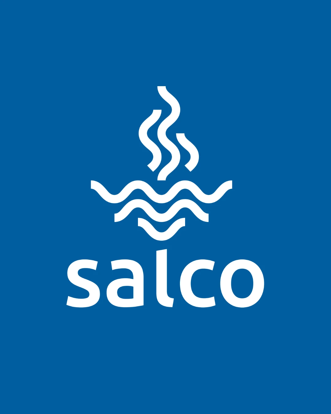 Logo Salco na niebieskim tle, zaprojektowane przez Voit Studio